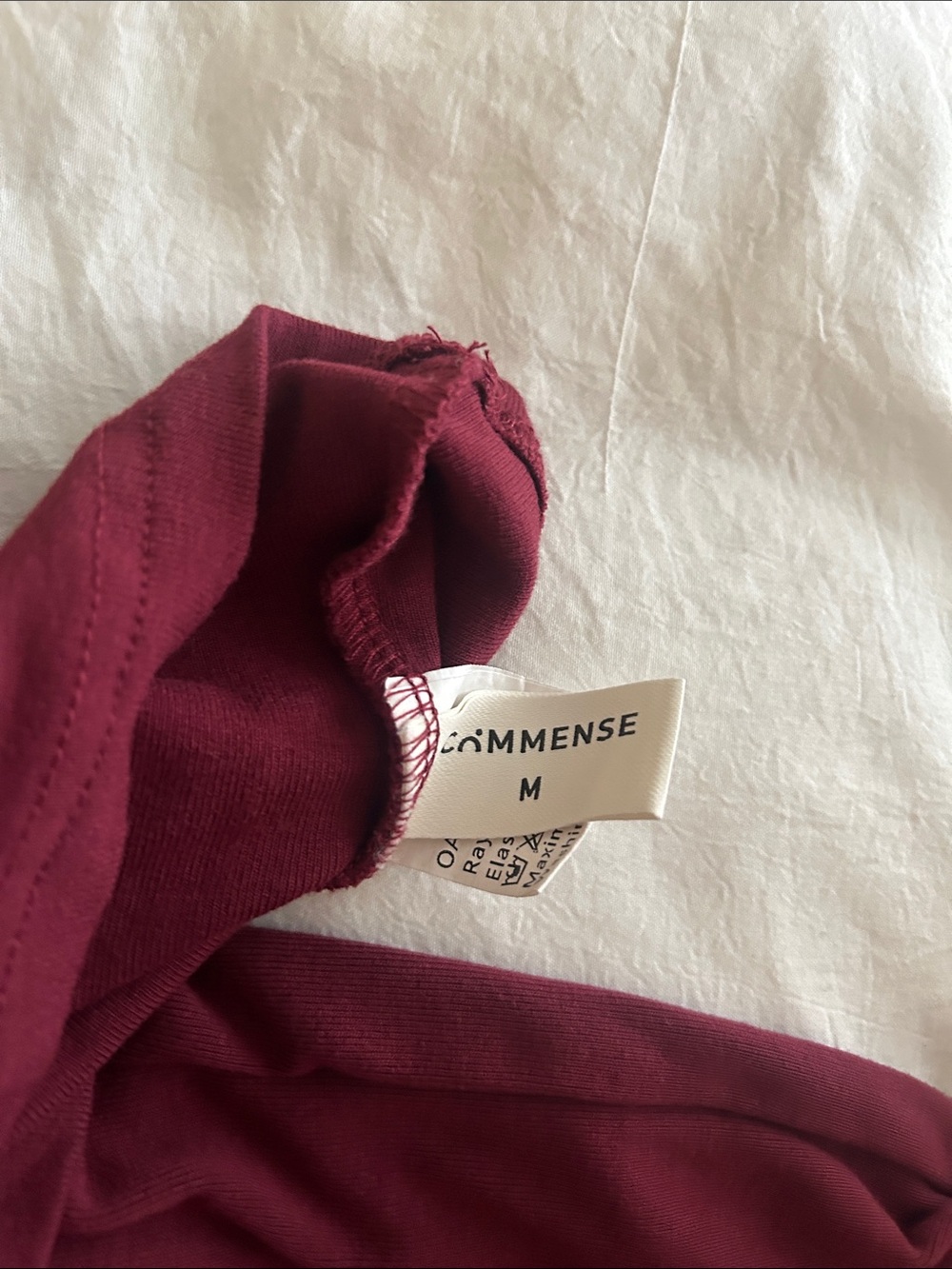 Commense Long-Sleeve Draped Top in Burgundy - Picture 3 of 3